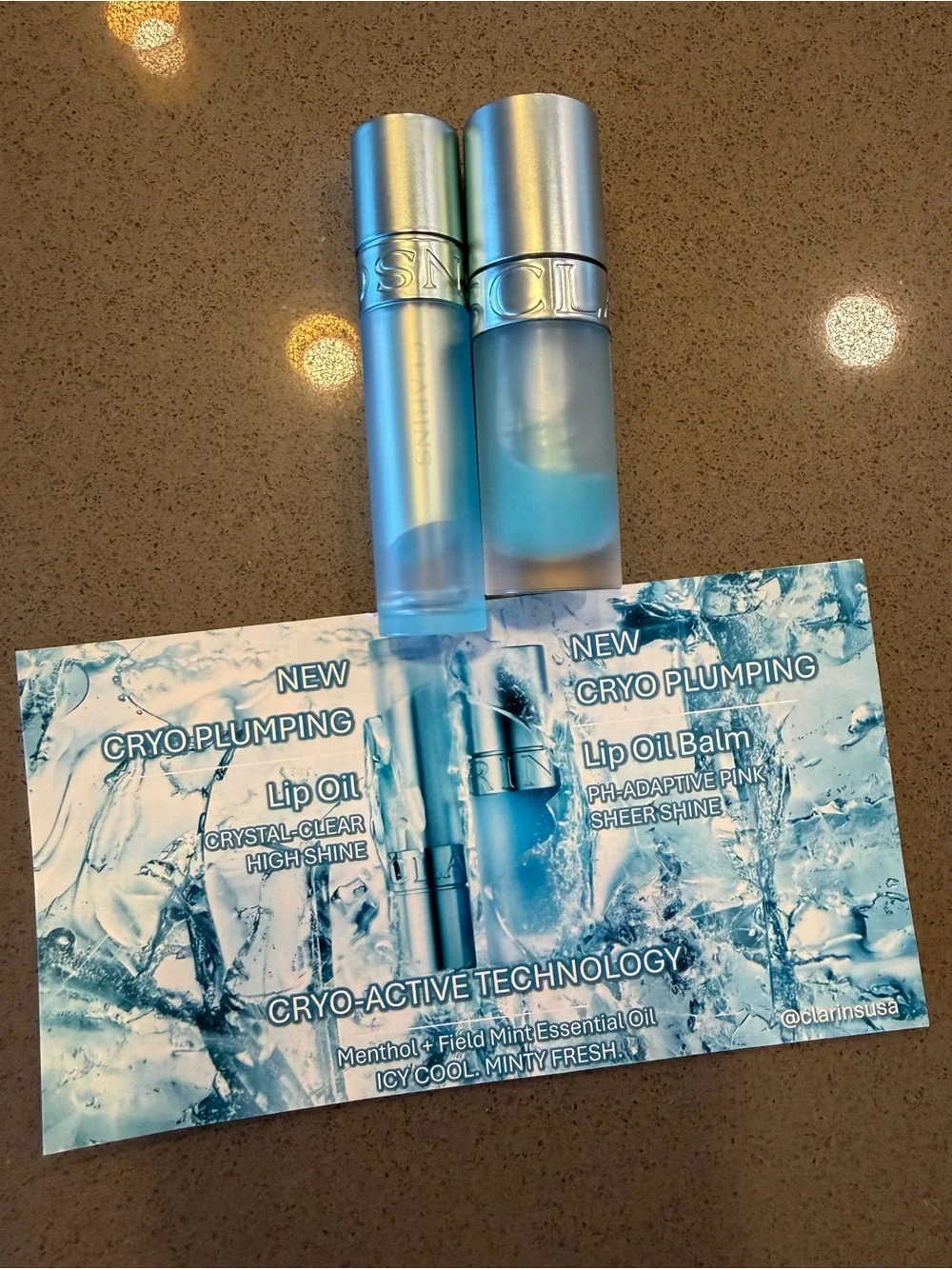 Clarins Cryo Plumping Lip Oil and Lip Oil Balm Duo Set Clear pH Pink NWT
